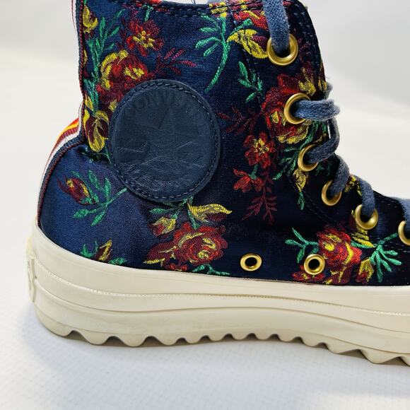 Converse Platform Hi Top Shoes Women’s Size 7.5 Blue Floral CTAS Lift Ripple - Picture 8 of 11